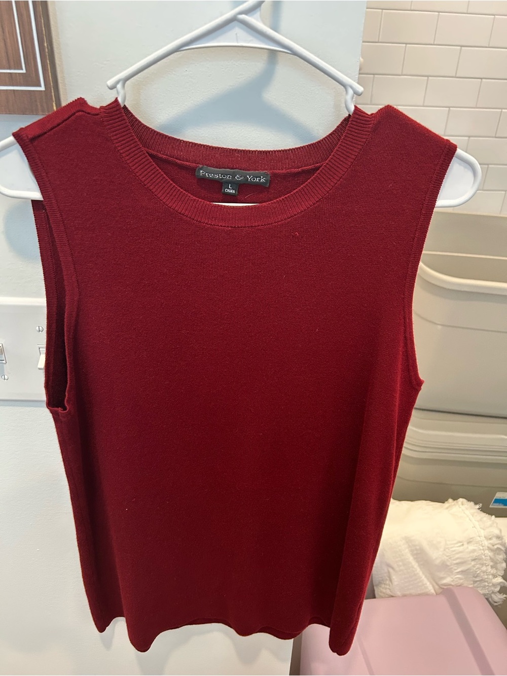 Preston & York Sleeveless Knit Tank Top - Burgundy